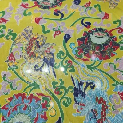 New Chinese Style Dress Cloth, Glossy Satin Fabric, Breathable Garment Fabric Floral Print Viscose Fabric