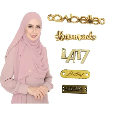 Custom Metal Tag Badges Embossed logo Brand Name Blank Rectangular Star Shawl White for Key Hanger Wallet Apparel Travel Luggage