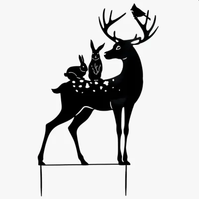 New Arrival Design Personalized Handmade Powder Coated Metal Black Deer Stake Outdoor Farm Yard Garden Ornament Decor for Lawn