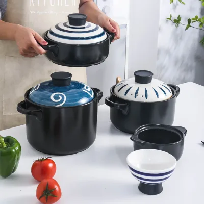 Manufacturers Korean-Japanese Chinese-style Custom logo Ceramic Casserole, Can Be Used for Gas Stove, Dishwasher Ceramic Pot