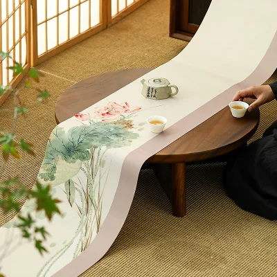 New Begonia Fragrance Cloud 100% Cotton Reusable Silk Table Runner High-End Tea Set Chinese Style Zen Mats Tea Cloth Tea Banquet