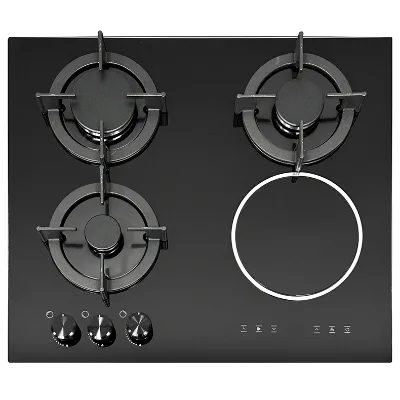 60cm Hybrid Glass Hob with 3 Gas Burners and 1 Ceramic Cooker Cooktop Infrared Stove