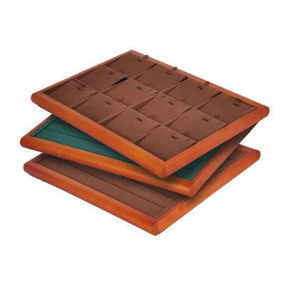 Wholesale Custom Wooden Grain Tray for Pendant Ring Bracelet Display Stackable Jewelry Tray