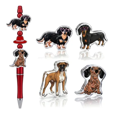 Kawaii Sausage Dog Acrylic Focal Beads Dachshund Boxer Pet Beads DIY Handmade Beaded Pen Accessories
