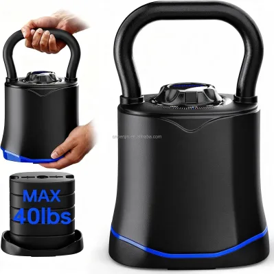 Adjustable Kettlebell, 6-In-1 Quick Change Adjustable Kettlebell Set (6.5-40 LBS)