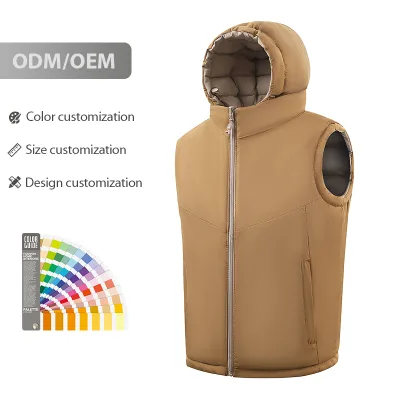 Custom Logo Winter Windproof Boy Hooded Vest Kids Professional Children Winter Warm Kids Vest L5008