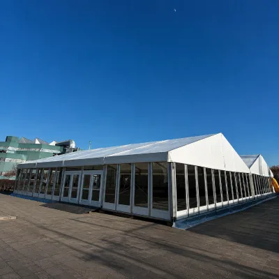 Commercial Event Tent Large Clear Span Aluminum Marquee with Glass Walls for Expo Banquet and Temporary Venue