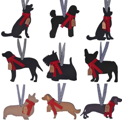 Christmas Decorations Dog Pendant with a Scarf Christmas Gift Scene Decoration Supplies Christmas Tree Ornament