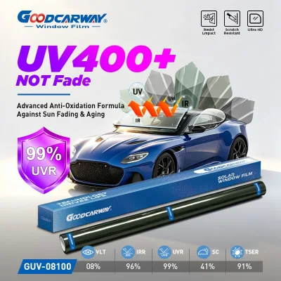 GUV08 Non-Metallic Automotive Solar Film Single PET Substrate High Definition Permanent UV Protection Car Tint Roll