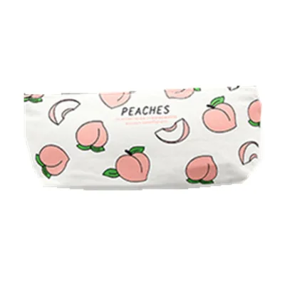 Cute Japanese Peach Canvas Pencil case Small Fresh Fun Letter Pencil case Storage Bag Pencil case