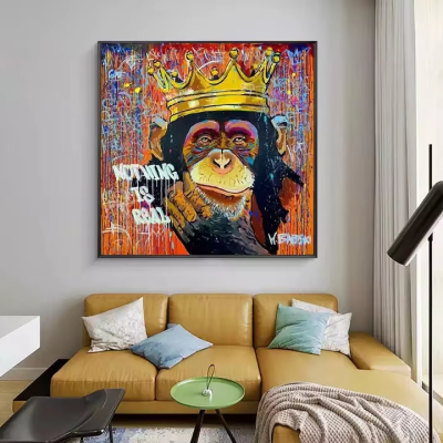 Funtuart Graffiti Street Art Abstract Cute Cool Monkey Canvas Painting Posters and Prints Banksy Pop Panting Wall Art