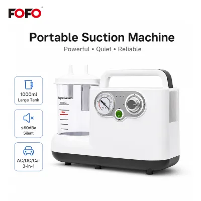 Portable Electric Suction Unit 1000ml Medical Aspirator 2600mAh 12V DC Car Charger Low Noise 60dB High Negative Emergency