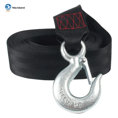HIDEA Flatbed Polyester Webbing Strap 11,000lbs 2" Eye Hook & Safety Latch Boat Trailer Winch Strap