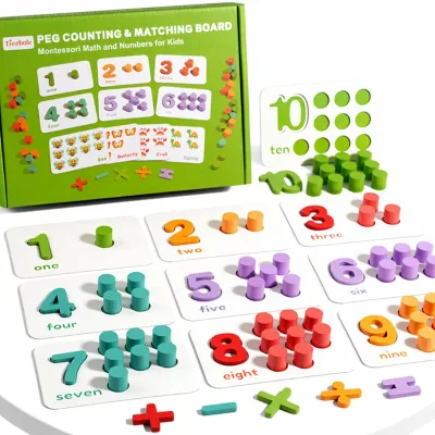 Kindergarten Wooden Ten-frame Number-sense Learning Aid Addition Subtraction Arithmetic Tens-place Counter Children Math Toy