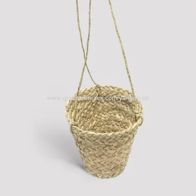 Home deco. garden flower pot holder straw hanging storage baskets