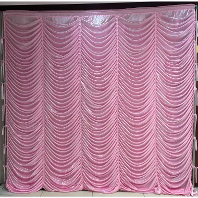 Ocean Ripple Backdrop Fabric, Novel Stage Screen, Fishtail Shaped Stage Curtain Plus Base Drape for Wedding Event