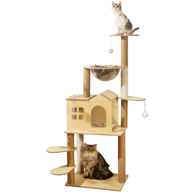 Factory Wholesale Cats Application Sisal Scratching Post Solid Wood Cat Tree
