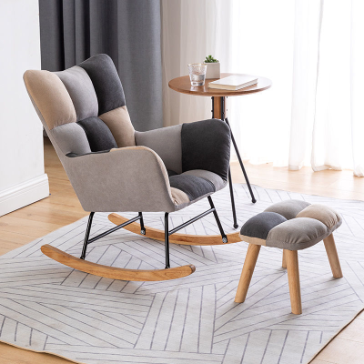 Rocking Chair Teddy Upholstered Glider Rocker Rocking Accent Chair Padded Seat with High Backrest Armchair Comfy Side Chair