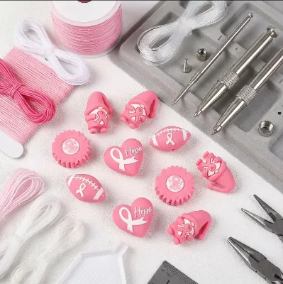 Custom 3D Silicone Focal Beads for Beaded Pens Bulk DIY Pink Ribbon Hope Heart Football Gnome Sunflower Beads for Jewelry