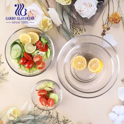 STOCK GARBO Cheap 2.3L Clear Crystal Diamond Glass Bowls Customized Eco-Friendly Classic Style Multi-Purpose Kitchen Salad