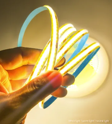 Self Adhesive COB LED Strip Light, Low Voltage 5V 12V 24V Flexible Linear Light for Home Ceiling Cabinet Ambient Decoration