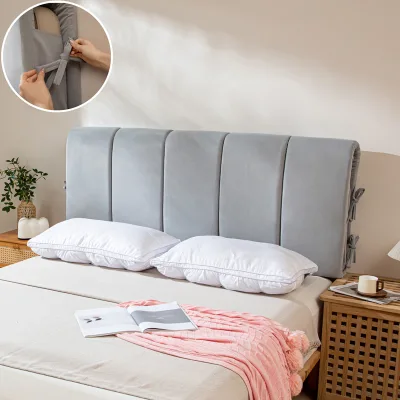 Stretch Bed Head Board Cover Bedspread Soft Washable Durable Solid Elastic Bedside Slipcover for Bed