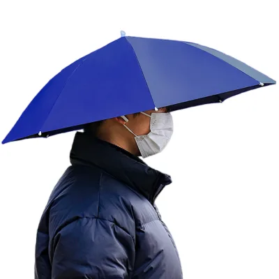 Adjustable Manual Headband Umbrella Hat | Custom Logo Hands-Free Head Mounted Umbrella | Lightweight Folding Outdoor Rain Sun