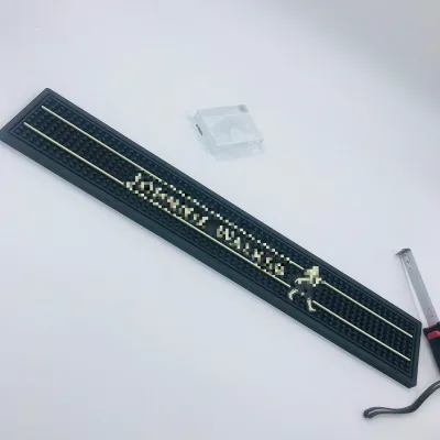 Custom Double Non Silp Beer Pvc Bar Floor Table Cocktail Rubber Red Bar Spill Mat with Logos