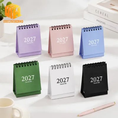 2027 Mini Desk Flip Calendar 6 Colors Wire-O Binding Custom Wholesale Bulk OEM Matte Cove