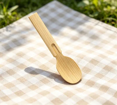Portable Snap Together Bamboo Disposable Fork 100% Bamboo Eco Friendly Customizable for Restaurant Bulk Supply