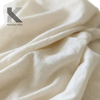100% Cotton Greige Muslin Fabric Raw White Plain Weave 60 Inch Width Eco-Friendly Breathable Curtain Fabric Bulk Wholesale