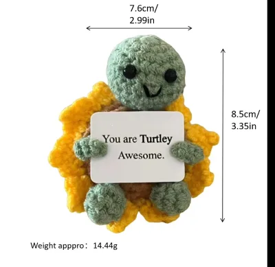 Wholesale Handmade Emotional Support Crochet Sunflower Turtle Amigurumi Turtley Awesome Gift with Card for Anxiety Relief