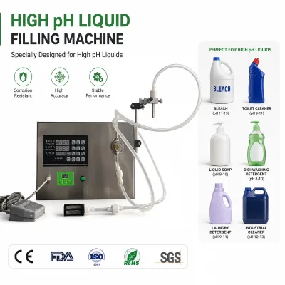Stainless Steel Magnetic Pump Semi-Automatic 220V Liquid Filler High PH Resistant Acid Alkali Bottling Machine Foot Switch
