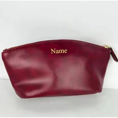 Wholesale Custom Logo Vintage PU Crazy Horse Texture Zipper Travel Cosmetic Makeup Toiletry Organizer Storage Pouch Bag