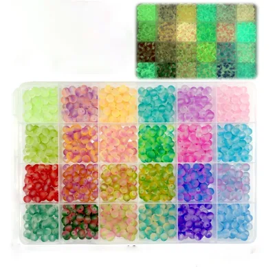 Girls Creative DIY Round Shaped Colored Jewelry Bead Set Glowing Glass Beads for Jewelry Making