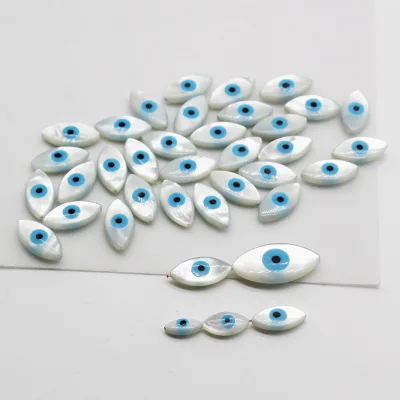 JC Crystal Mix Size Natural Shell Evil Eye Beads for Jewelry Making Horse Eye Shape Evil Eye  Bead