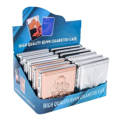 New Design Metal Cigarette Case 3D Pattern Decoration Silver Finish Spring Clip Portable Storage Cigarettes Suitable for Smoking
