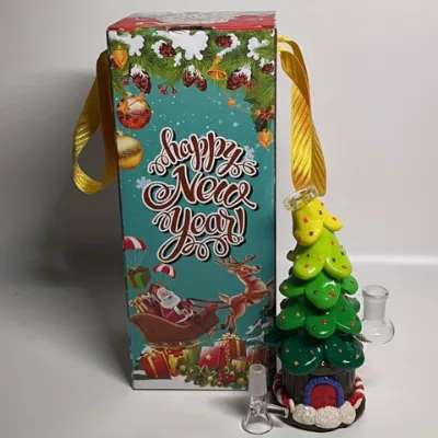 Wholesale Factory Direct Tree House Christmas design Glow-in-the Dark Reusable washable Glass Handmade water pipe