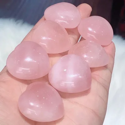 Crystal Heart Art Crafts Stone Wholesale Natural Rose Quartz Hearts 3cm for Gift