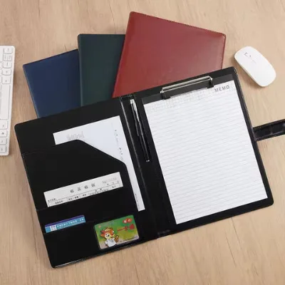 A4 PU Leather Binder Notebook Pocket File Business Organizer Durable A4 PE Conference Folder for School Document Storage