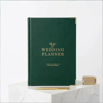 Personalized Linen Fabric Wedding Planner Hardcover Notebook Spiral Custom Printing for Bride Bridal Journal Keepsake Gift OEM
