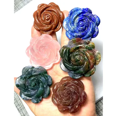 Factory Price Wholesale Natural Crystal Carved Roses for Wedding Souvenirs or Home Decoration