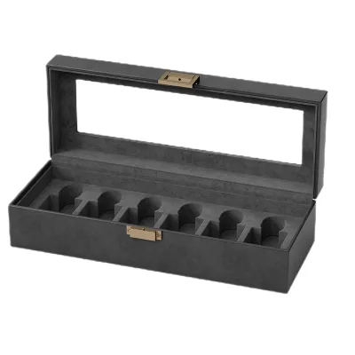 High-End Wooden & Bamboo Perfume Storage Box Skylight Display with 6 Bottles for Gift or Home Use