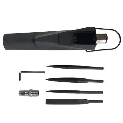 Pneumatic Air File Includes 4 Files Flat Cut, Half Round, Round & Triangular Finishing on Steel, Cast Iron, Wood, and Synthetics