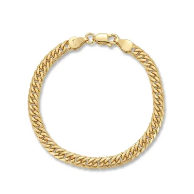 S925 Sterling Silver Elegant Textured Design Polished Fashion Premium Gold Plated Classic Chain Bracelet for Women Wholesale