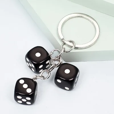 Wholesale Detachable Mini Dice Keychain Custom Logo Lightweight Plastic Acrylic Key Pendant for Bag Promotion Gift