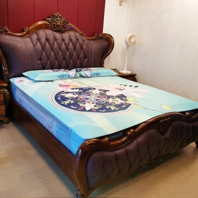 3-Piece Printed Genuine Leather Mattress Topper Bedding Set with Pillowcases All-Season Eco-Friendly Bed Mat