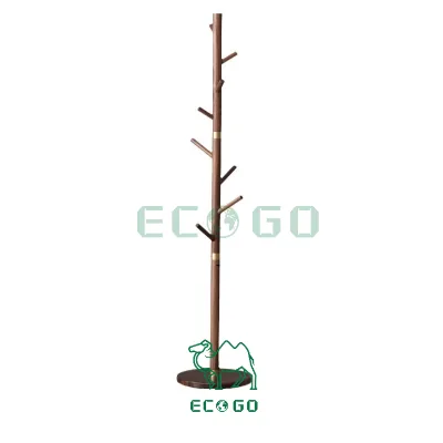 Hot Selling Wooden Bedroom Coat Hanging Rack Corner Freestanding Cloth and Hat Hanger Floor Stand Wooden Tree Coat Rack