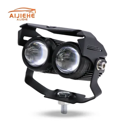LED Dual Color Led Projector Lens Motorcycle Spotlight Double Lenses LED Work Light Yellow White Color Headlight