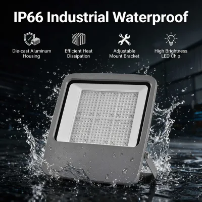 IP66 Corrosion-Resistant 100W/200W CRI 80 120 Beam Angle Lightweight LED Flood Light for Coastal Villa Garden Parking Lot